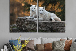 Модульная картина на холсте KIL Art Пара белых волков 165x122 см (179-2)