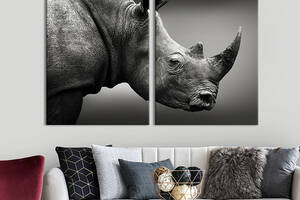 Модульная картина на холсте KIL Art Печальный чёрный носорог 165x122 см (172-2)