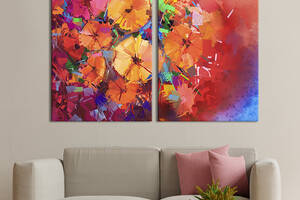 Модульная картина на холсте KIL Art Пёстрые цветы 165x122 см (240-2)