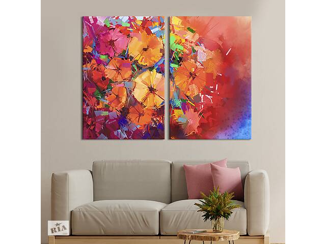 Модульная картина на холсте KIL Art Пёстрые цветы 71x51 см (240-2)