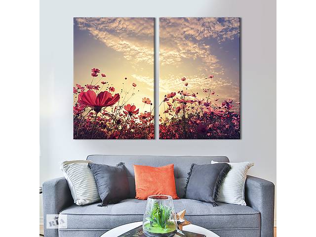 Модульная картина на холсте KIL Art Полевые цветы на фоне рассвета 111x81 см (248-2)