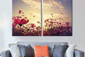 Модульная картина на холсте KIL Art Полевые цветы на фоне рассвета 71x51 см (248-2)