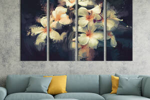 Модульная картина на холсте KIL Art полиптих Абстрактные белые цветы 89x53 см (242-41)