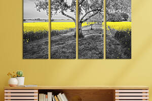 Модульная картина на холсте KIL Art полиптих Аллея деревьев вдоль поля 89x53 см (574-41)