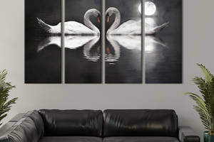 Модульная картина на холсте KIL Art полиптих Белые лебеди 209x133 см (143-41)