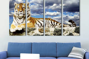 Модульная картина на холсте KIL Art полиптих Бенгальский тигр 209x133 см (131-41)