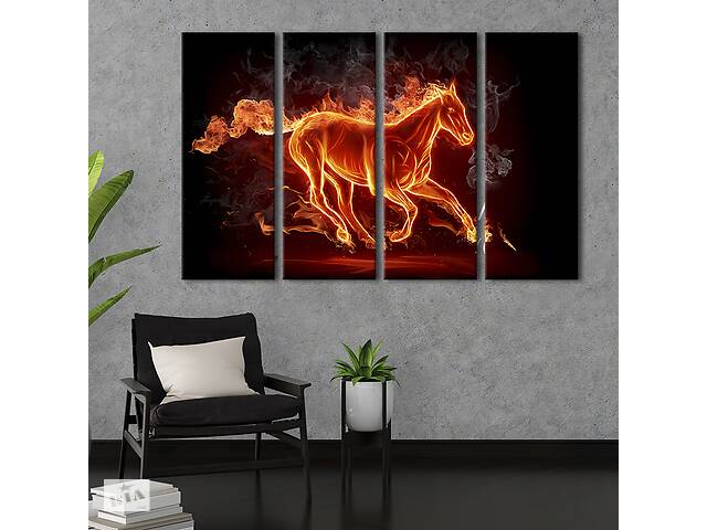 Модульная картина на холсте KIL Art полиптих Быстрая огненная лошадь 209x133 см (133-41)