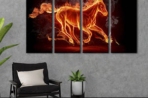 Модульная картина на холсте KIL Art полиптих Быстрая огненная лошадь 149x93 см (133-41)