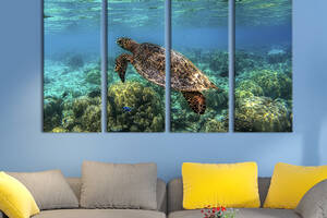 Модульная картина на холсте KIL Art полиптих Черепаха в море 209x133 см (197-41)