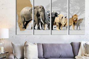 Модульная картина на холсте KIL Art полиптих Дикие животные Африки 149x93 см (158-41)