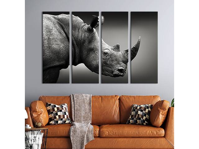 Модульная картина на холсте KIL Art полиптих Грустный носорог 89x53 см (172-41)