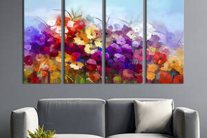 Модульная картина на холсте KIL Art полиптих Красочная цветочная палитра 149x93 см (249-41)