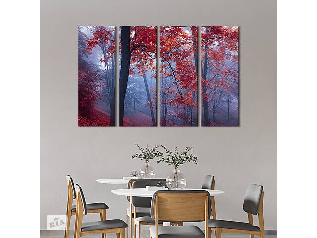 Модульная картина на холсте KIL Art полиптих Красивая осень в лесу 209x133 см (582-41)