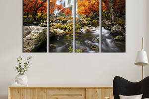 Модульная картина на холсте KIL Art полиптих Красивый водопад в диком лесу 89x53 см (586-41)