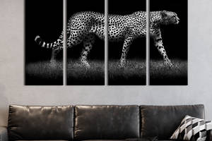 Модульная картина на холсте KIL Art полиптих Леопард на охоте 209x133 см (147-41)