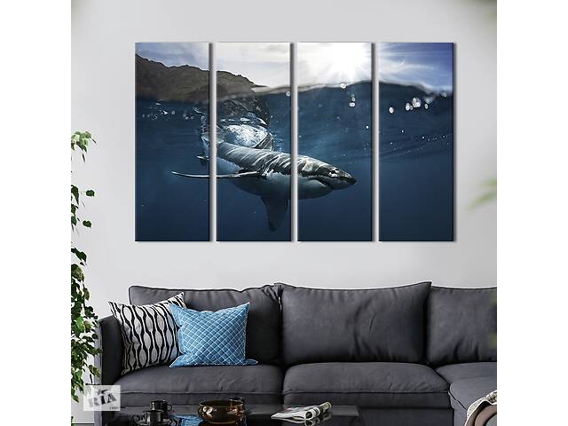 Модульная картина на холсте KIL Art полиптих Морская хищница акула 209x133 см (151-41)