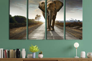 Модульная картина на холсте KIL Art полиптих Одинокий слон 149x93 см (135-41)