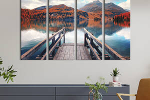 Модульная картина на холсте KIL Art полиптих Осенний пейзаж на озере Зильс 209x133 см (630-41)