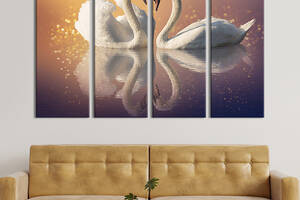 Модульная картина на холсте KIL Art полиптих Пара прекрасных лебедей 209x133 см (212-41)
