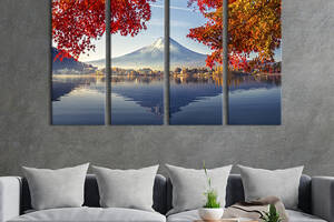 Модульная картина на холсте KIL Art полиптих Пейзаж с вулканом Фудзияма 209x133 см (624-41)