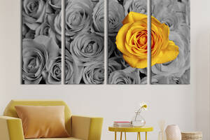 Модульная картина на холсте KIL Art полиптих Прекрасная жёлтая роза 149x93 см (233-41)