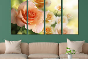 Модульная картина на холсте KIL Art полиптих Прекрасные розы 149x93 см (225-41)
