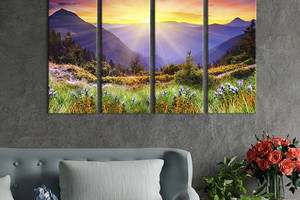 Модульная картина на холсте KIL Art полиптих Прекрасный рассвет над горами 89x53 см (560-41)