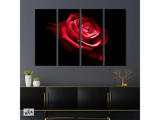 Модульная картина на холсте KIL Art полиптих Роскошный цветок розы 209x133 см (222-41)