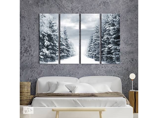 Модульная картина на холсте KIL Art полиптих Снежный лес 209x133 см (543-41)