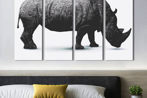 Модульная картина на холсте KIL Art полиптих Тёмный носорог 209x133 см (165-41)