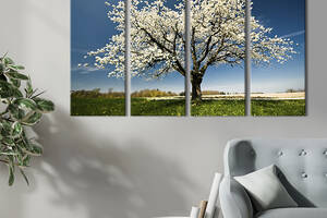 Модульная картина на холсте KIL Art полиптих Цветущее весеннее дерево 209x133 см (546-41)