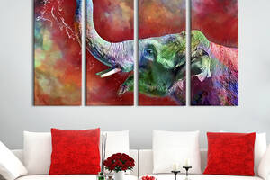 Модульная картина на холсте KIL Art полиптих Весёлый яркий слон 149x93 см (202-41)