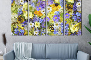 Модульная картина на холсте KIL Art полиптих Весенние цветы 209x133 см (216-41)