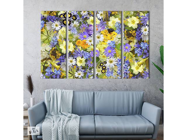 Модульная картина на холсте KIL Art полиптих Весенние цветы 209x133 см (216-41)