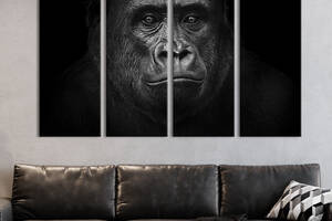 Модульная картина на холсте KIL Art полиптих Взгляд гориллы 209x133 см (192-41)