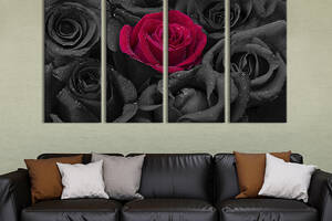 Модульная картина на холсте KIL Art полиптих Изящная красная роза 209x133 см (247-41)