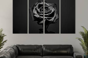 Модульная картина на холсте KIL Art полиптих Загадочная чёрная роза 209x133 см (252-41)