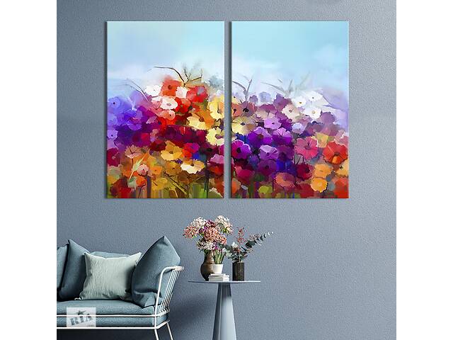 Модульная картина на холсте KIL Art Радужные цветы 111x81 см (249-2)