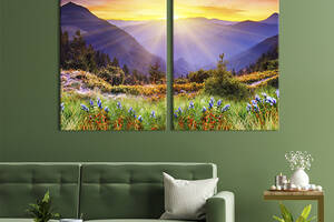 Модульная картина на холсте KIL Art Рассвет над горным пейзажем 111x81 см (560-2)