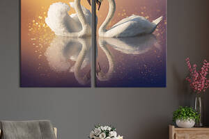 Модульная картина на холсте KIL Art Романтические лебеде 71x51 см (212-2)