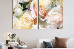 Модульная картина на холсте KIL Art Розы пастельных цветов 111x81 см (250-2)