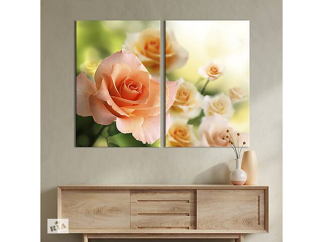 Модульная картина на холсте KIL Art Розы персикового цвета 71x51 см (225-2)