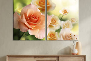 Модульная картина на холсте KIL Art Розы персикового цвета 165x122 см (225-2)