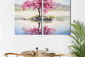 Модульная картина на холсте KIL Art Сакура в цвету 111x81 см (597-2)