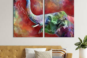 Модульная картина на холсте KIL Art Слон на фестивале красок 111x81 см (202-2)