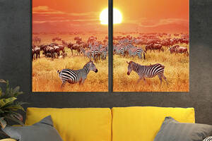 Модульная картина на холсте KIL Art Стада зебр и антилоп 111x81 см (190-2)