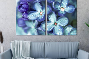 Модульная картина на холсте KIL Art Синие цветы в росе 111x81 см (235-2)