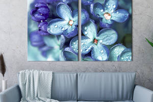 Модульная картина на холсте KIL Art Синие цветы в росе 71x51 см (235-2)