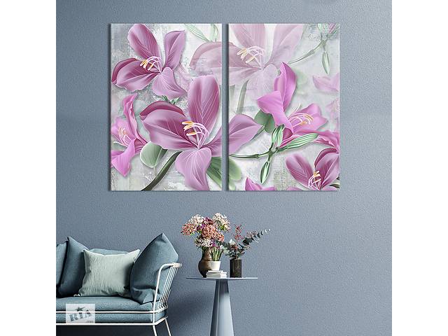 Модульная картина на холсте KIL Art Сиреневые лилии 165x122 см (266-2)