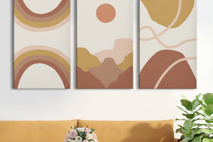 Модульная картина на холсте KIL Art триптих Абстракция Солнце,горы и радуга 128x81 см (MK311605)